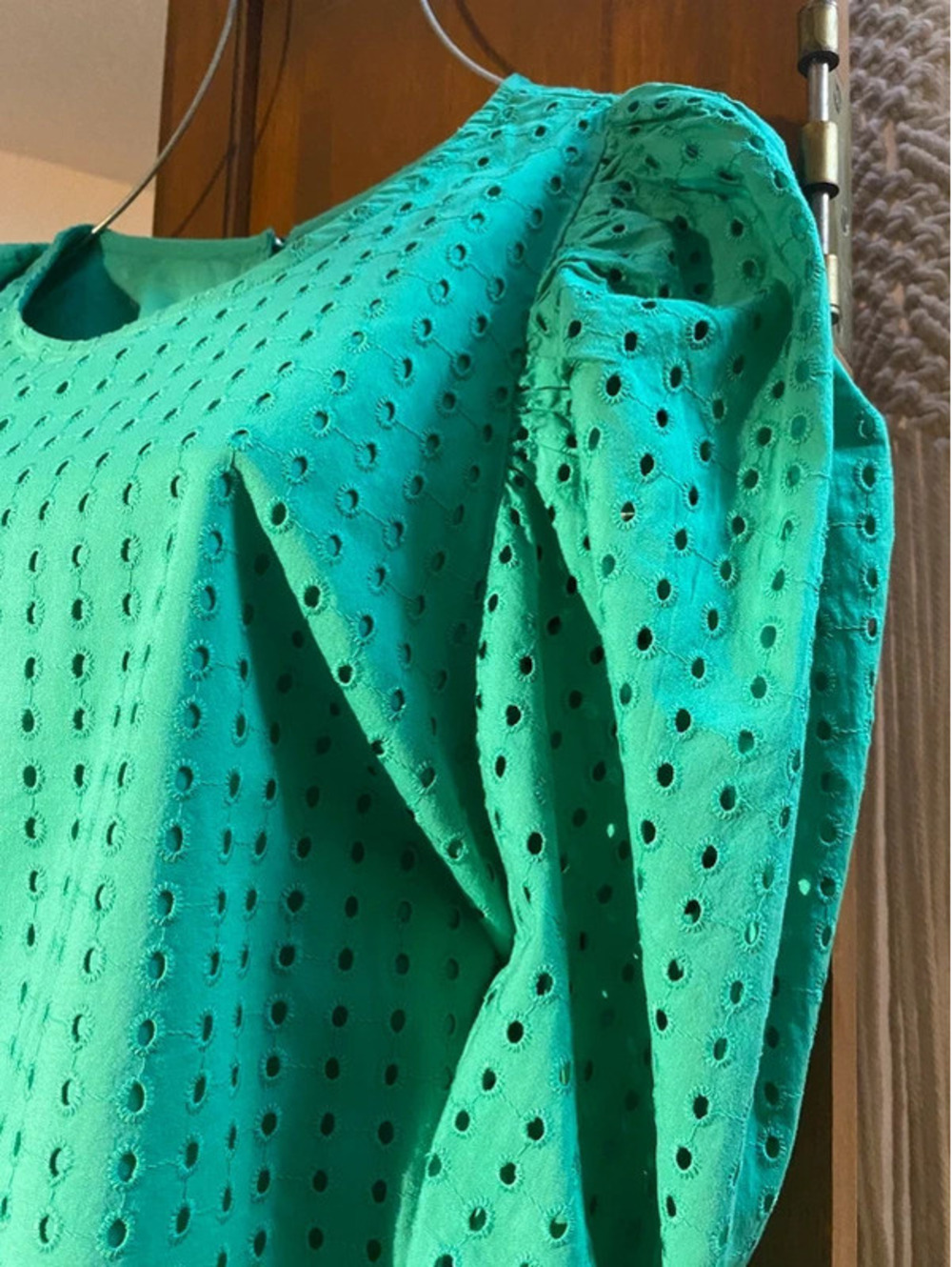 Emerald green eyelet top